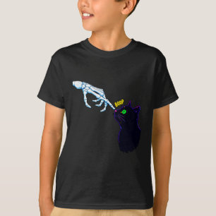 Skelet Hand Tikkelend Op De Neus Van Een Kat - Gri T-shirt