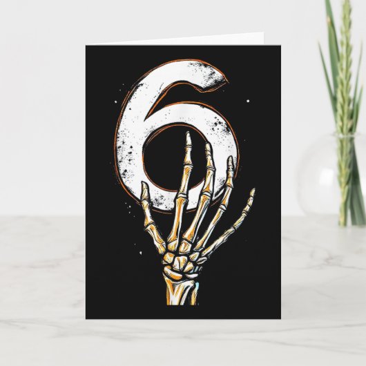 Skelet Hand Vasthoudend aan Nummer 6 Overeenkomen Kaart (Voorkant)