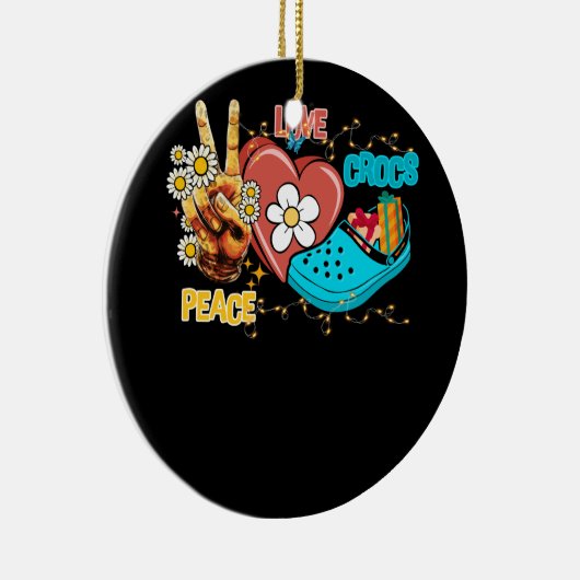 Skelet Hand Vrede Liefde Crocs Familie Xmas Pyjama Keramisch Ornament (Rechts)