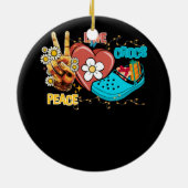 Skelet Hand Vrede Liefde Crocs Familie Xmas Pyjama Keramisch Ornament (Achterkant)