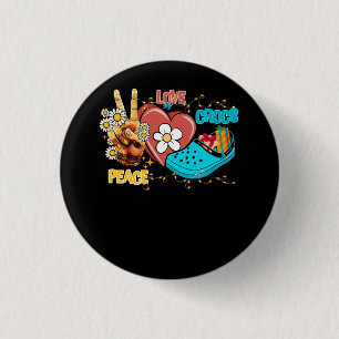 Skelet Hand Vrede Liefde Crocs Familie Xmas Pyjama Ronde Button 3,2 Cm