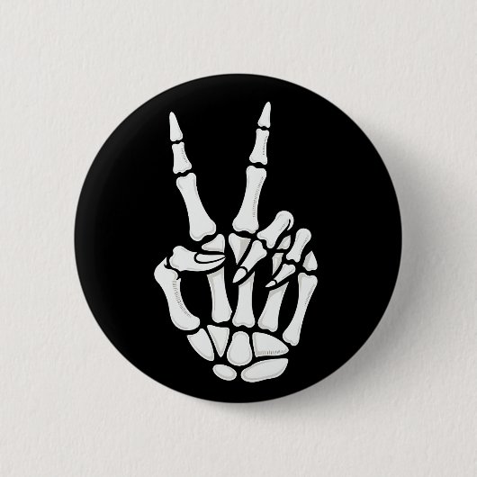 Skelet Hand Vredesteken Cool Halloween Ronde Button 5,7 Cm (Voorkant)