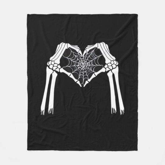 Skelet Handen Cobweb Hart (Wit) Classic Fleece Deken (Voorkant)