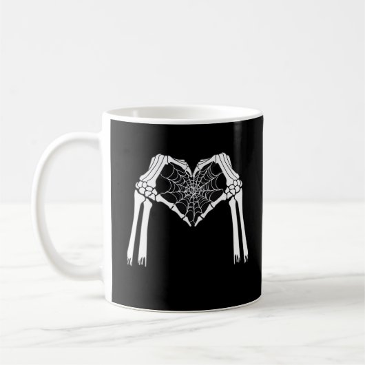 Skelet Handen Cobweb Hart (Wit) Classic Koffiemok (Links)