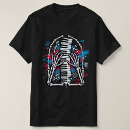 Skelet Handen die Piano Spelen Graffiti Kunst T-shirt
