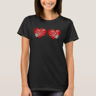 Skelet handen geven harten leuk grafisch ontwerp v t-shirt