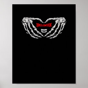 Skelet handen gevouwen in een hart. Grappig Hallow Poster