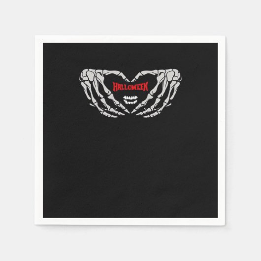 Skelet handen gevouwen in een hart. Grappig Hallow Servet (Voorkant)
