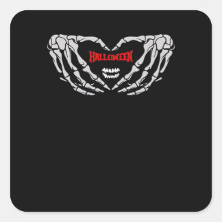 Skelet handen gevouwen in een hart. Grappig Hallow Vierkante Sticker