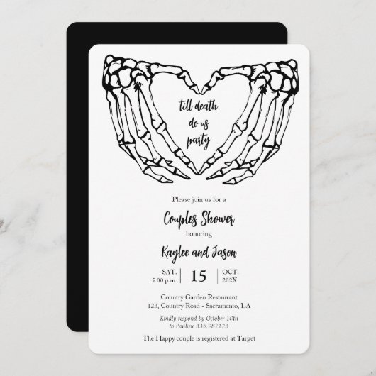 Skelet Handen Gotische Koppels Douche Uitnodiging (Voorkant / Achterkant)