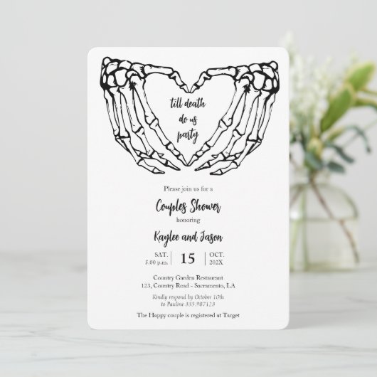 Skelet Handen Gotische Koppels Douche Uitnodiging (Staand voorkant)