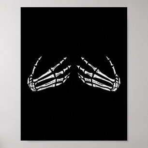 Skelet Handen Grappig Retro Halloween Kostuum Outf Poster