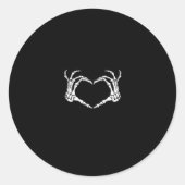 Skelet Handen Hart Grafisch Ronde Sticker (Voorkant)