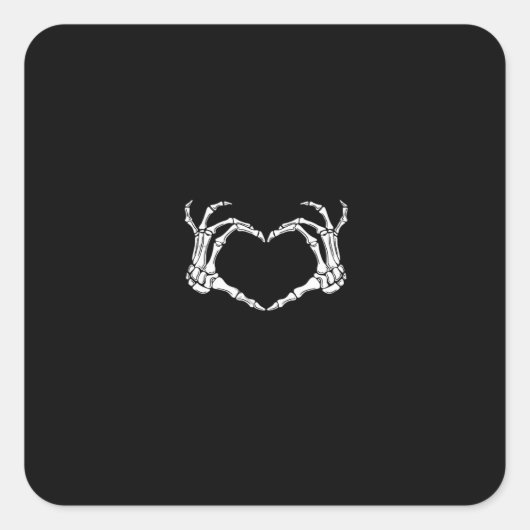 Skelet Handen Hart Grafisch Vierkante Sticker (Voorkant)