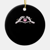 Skelet Handen Hart Grappig Keramisch Ornament (Voorkant)
