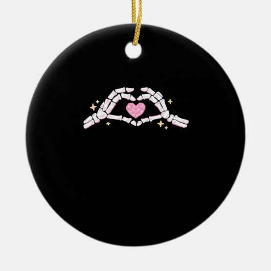 Skelet Handen Hart Grappig Keramisch Ornament (Voorkant)