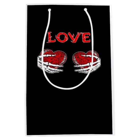 Skelet Handen Hart Grappig Ontwerp Medium Cadeauzakje (Voorkant)