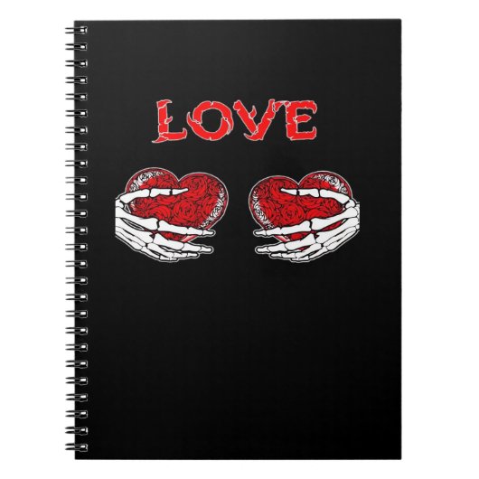 Skelet Handen Hart Grappig Ontwerp Notitieboek (Voorkant)