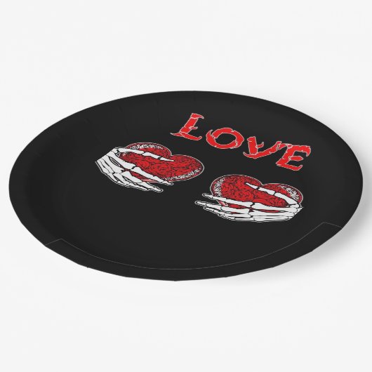 Skelet Handen Hart Grappig Ontwerp Papieren Bordje (Gekanteld)