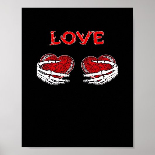 Skelet Handen Hart Grappig Ontwerp Poster (Voorkant)