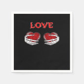 Skelet Handen Hart Grappig Ontwerp Servet (Voorkant)