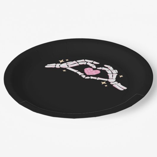 Skelet Handen Hart Grappig Papieren Bordje (Gekanteld)