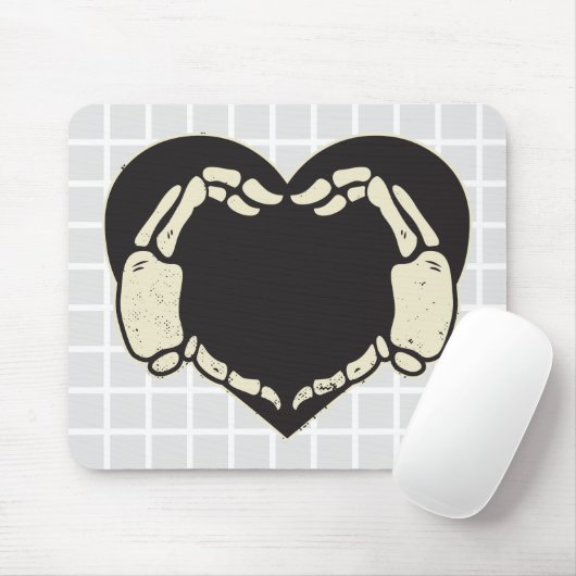 Skelet Handen Hart Grid Muismat (Met muis)