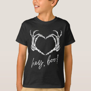 Skelet Handen Hart Hey Boo Grappig Halloween Manne T-shirt