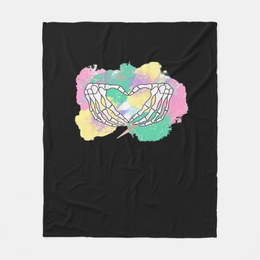 Skelet Handen Hart Met Abstract Gekleurde Backgr Fleece Deken (Voorkant)