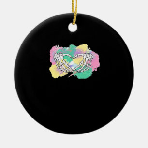 Skelet Handen Hart Met Abstract Gekleurde Backgr Keramisch Ornament