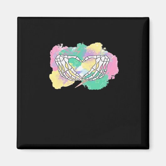 Skelet Handen Hart Met Abstract Gekleurde Backgr Magneet (Voorkant)