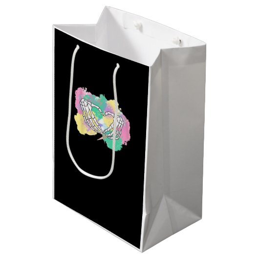 Skelet Handen Hart Met Abstract Gekleurde Backgr Medium Cadeauzakje (Voorkant Gekanteld)
