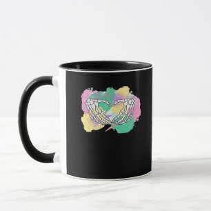 Skelet Handen Hart Met Abstract Gekleurde Backgr Mok