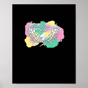 Skelet Handen Hart Met Abstract Gekleurde Backgr Poster