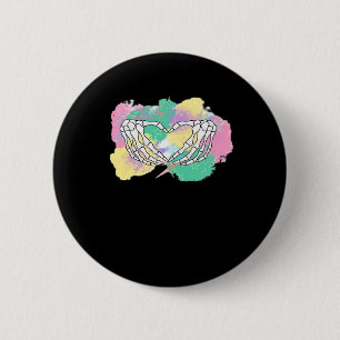 Skelet Handen Hart Met Abstract Gekleurde Backgr Ronde Button 5,7 Cm