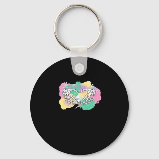 Skelet Handen Hart Met Abstract Gekleurde Backgr Sleutelhanger (Voorkant)