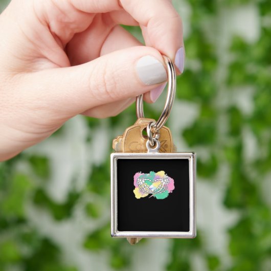 Skelet Handen Hart Met Abstract Gekleurde Backgr Sleutelhanger (Hand)