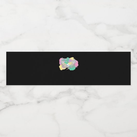 Skelet Handen Hart Met Abstract Gekleurde Backgr Waterfles Etiket (Enkel label)