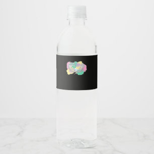 Skelet Handen Hart Met Abstract Gekleurde Backgr Waterfles Etiket
