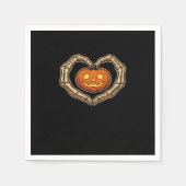 Skelet Handen Hart Met Pompoen Schattige Spooky Ha Servet (Voorkant)