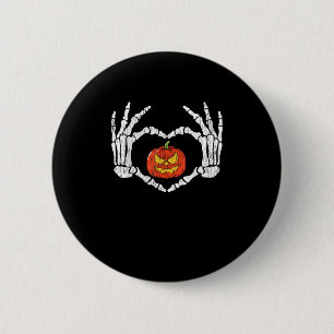 Skelet Handen Hart Pompoen Herfst Halve Ronde Button 5,7 Cm