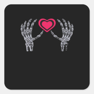 Skelet handen hart Schattige Vierkante Sticker