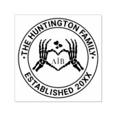 Skelet Handen Hart Teken #1R Familienaam Datum Opr Zelfinktende Stempel (Design)