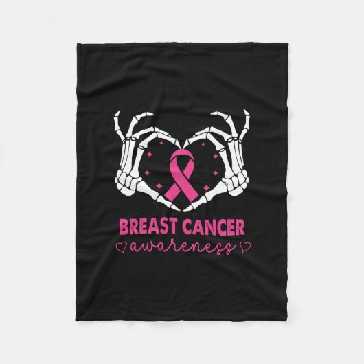 Skelet Handen Hart Teken Halloween Borstkanker Fleece Deken (Voorkant)