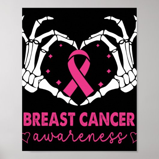 Skelet Handen Hart Teken Halloween Borstkanker Poster (Voorkant)