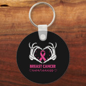 Skelet Handen Hart Teken Halloween Borstkanker Sleutelhanger (Voorkant)