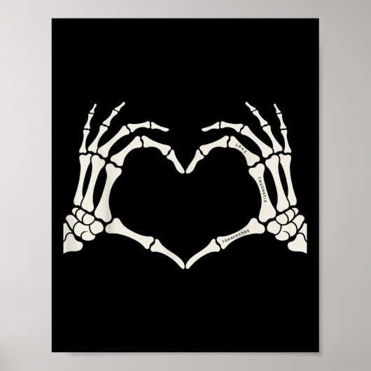 Skelet Handen Hart Teken Halloween  Poster (Voorkant)
