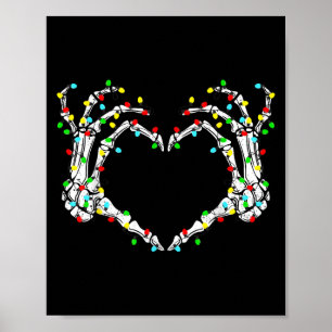 Skelet Handen Hart Teken Licht Kerst Kleding  Poster
