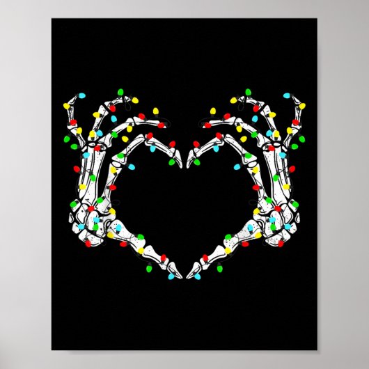 Skelet Handen Hart Teken Licht Kerst Kleding Poster (Voorkant)