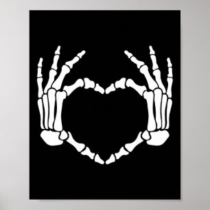 Skelet Handen Hart Teken Retro Halloween Kostuum Poster